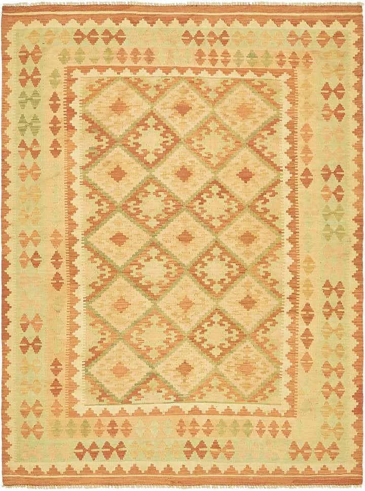4' 10 x 6' 7 Hand Woven Kilim Waziri Wool Rug