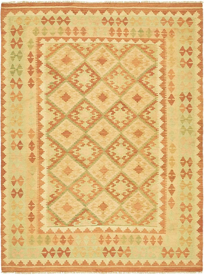 Detail image of 4' 10 x 6' 7 Hand Woven Kilim Waziri Wool Rug