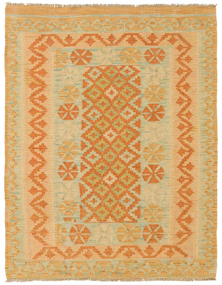 Detail image of 3' 3 x 4' 8 Hand Woven Kilim Waziri Wool Rug
