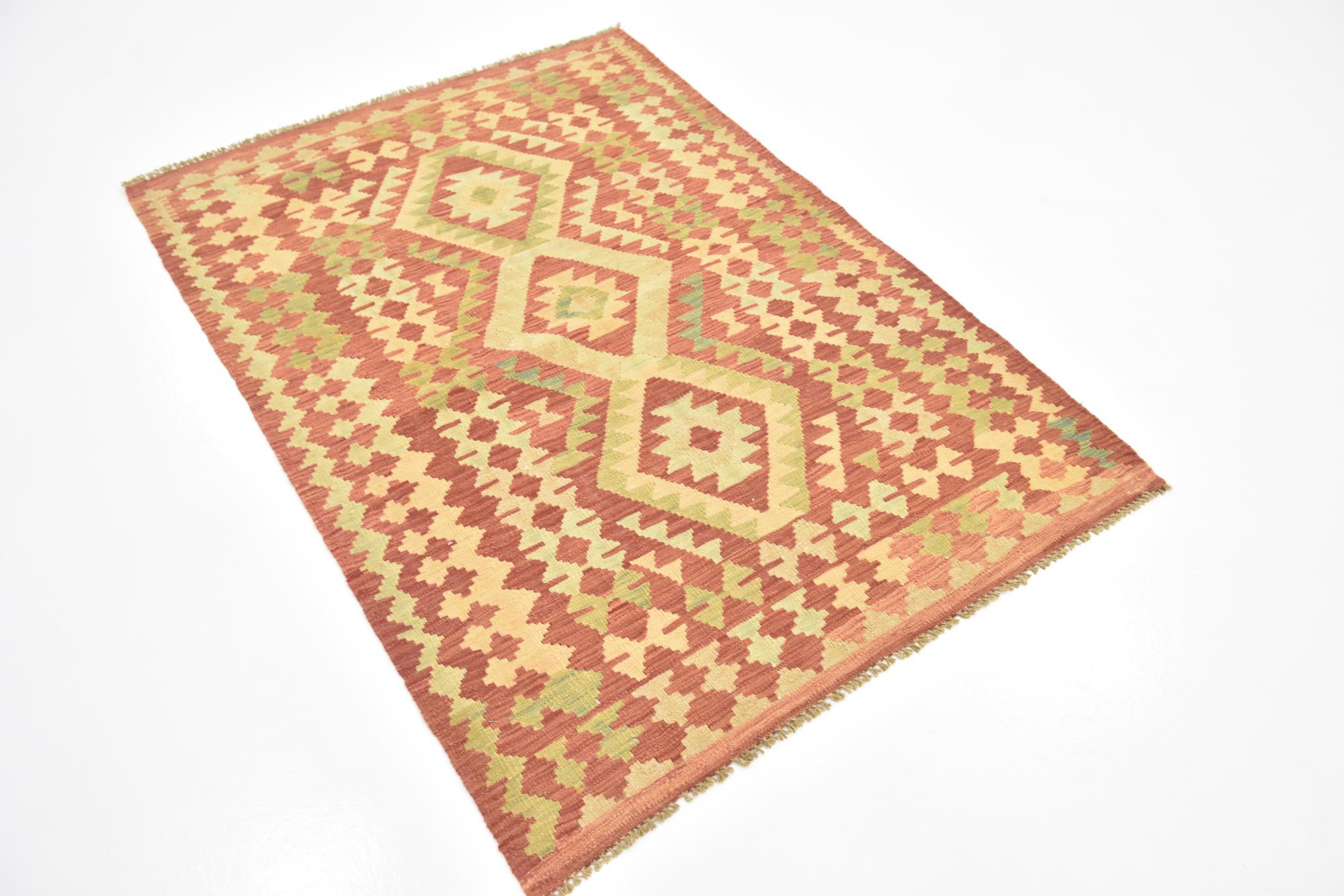3' 7 x 5' Hand Woven Kilim Waziri Wool Rug