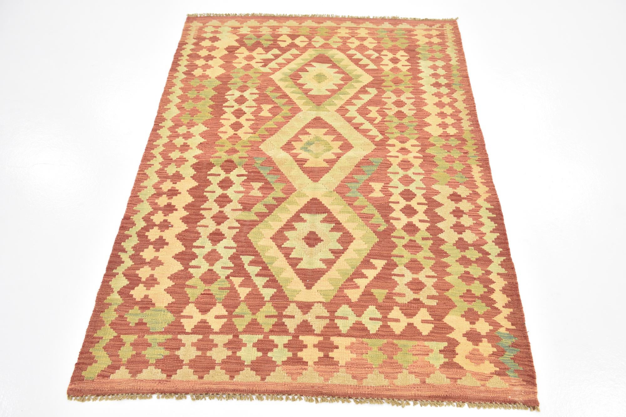 3' 7 x 5' Hand Woven Kilim Waziri Wool Rug