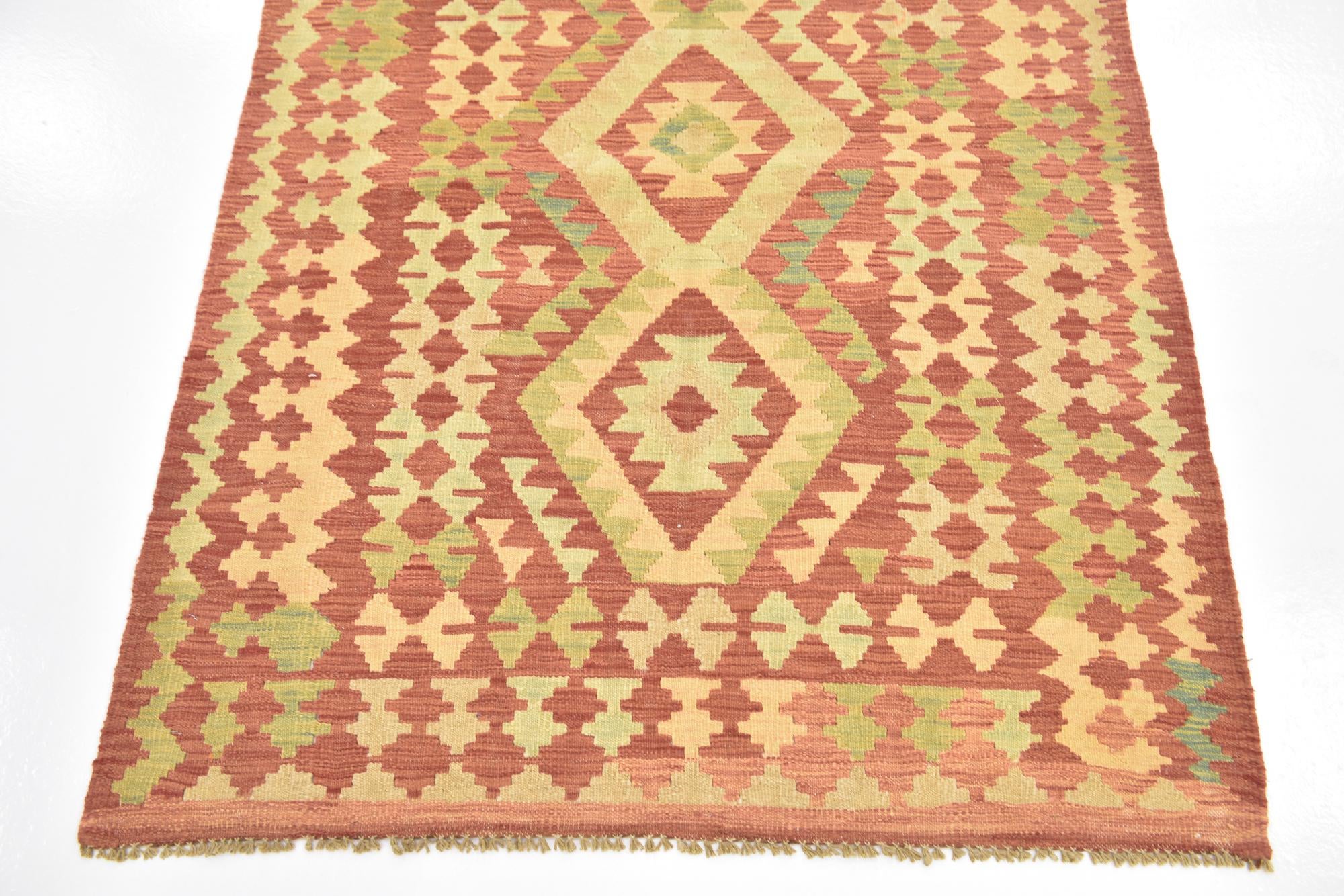 3' 7 x 5' Hand Woven Kilim Waziri Wool Rug