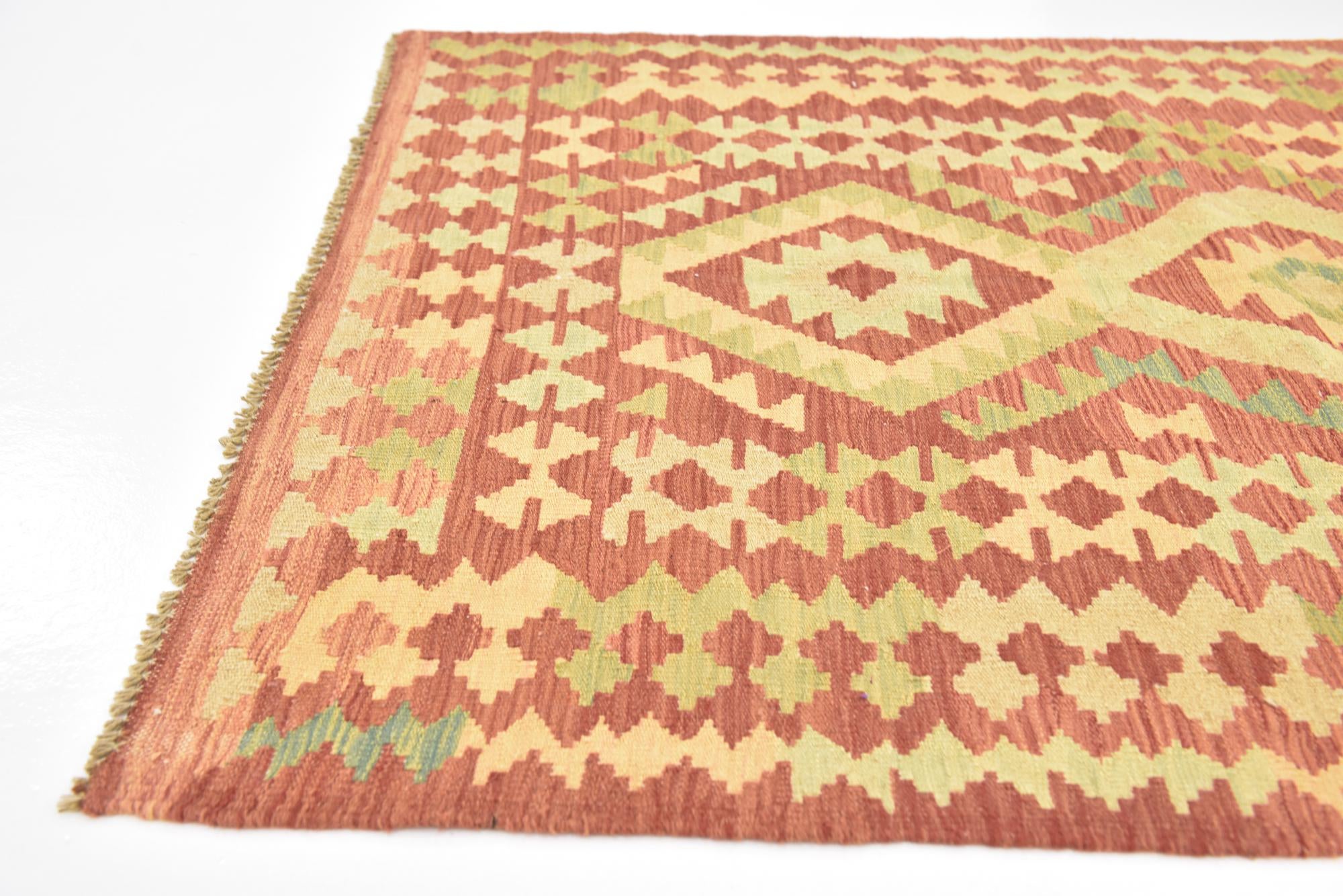 3' 7 x 5' Hand Woven Kilim Waziri Wool Rug