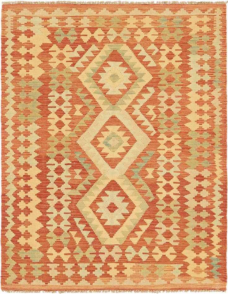 Detail image of 3' 7 x 5' Hand Woven Kilim Waziri Wool Rug