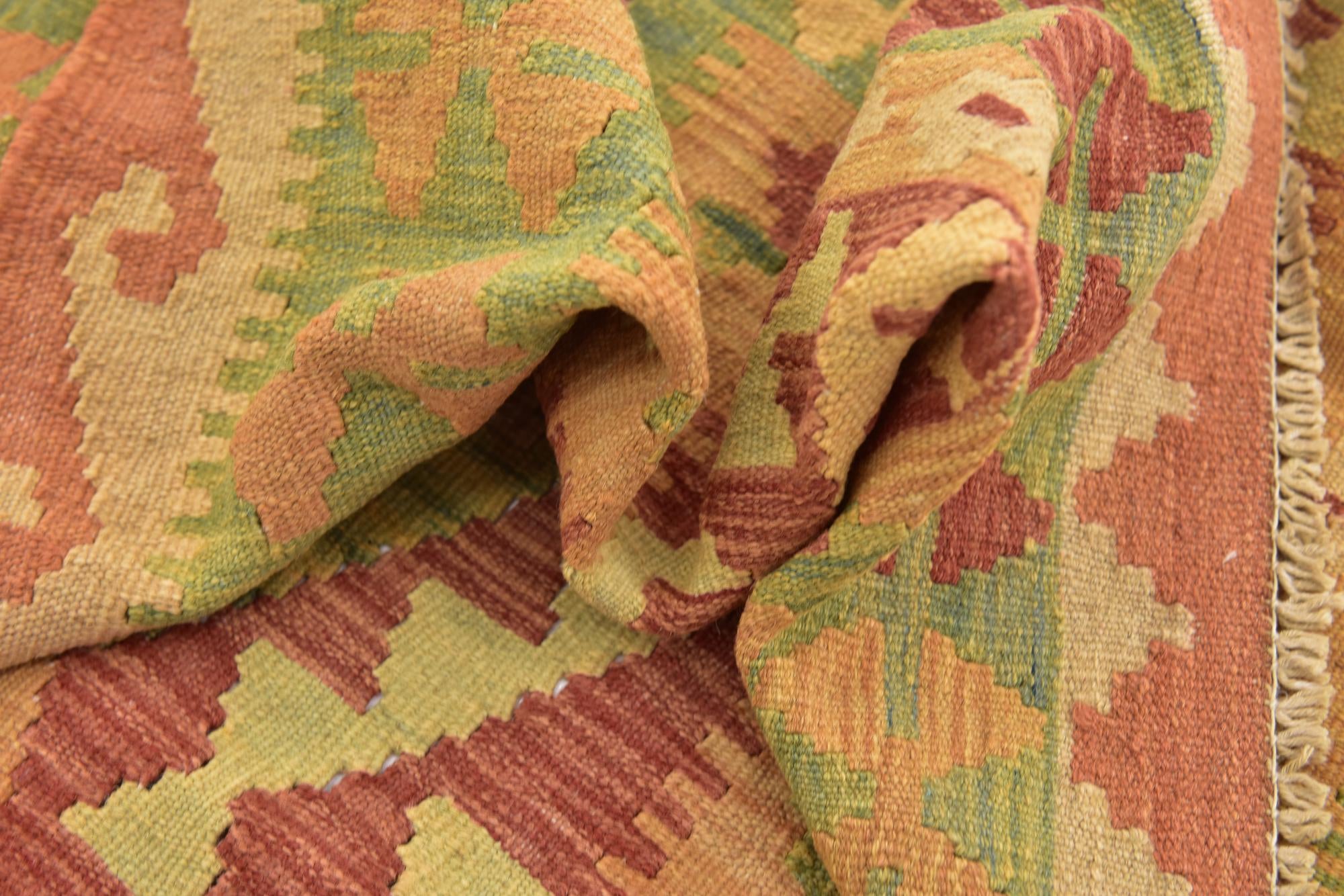 3' 2 x 5' Hand Woven Kilim Waziri Wool Rug
