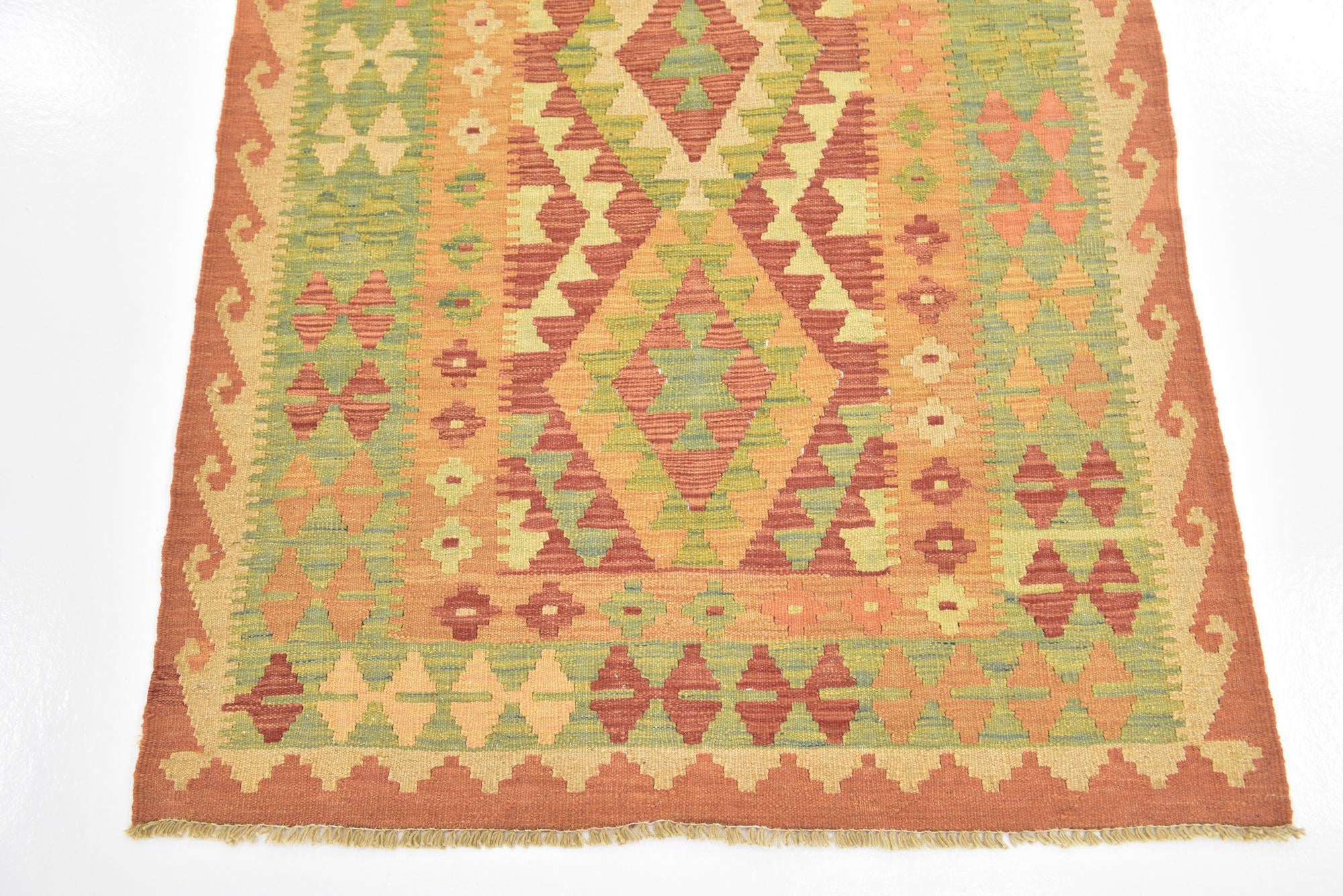 3' 2 x 5' Hand Woven Kilim Waziri Wool Rug