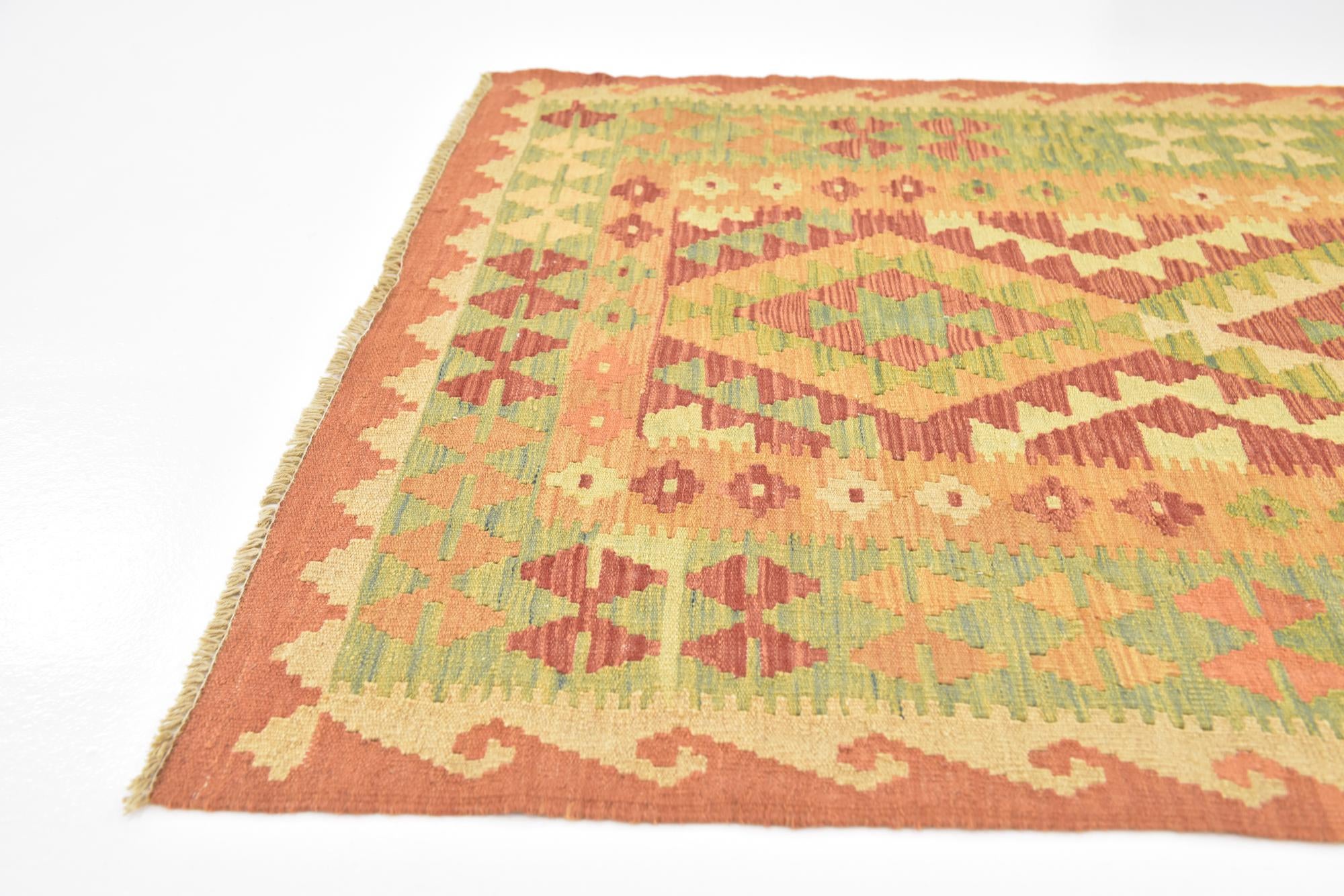 3' 2 x 5' Hand Woven Kilim Waziri Wool Rug
