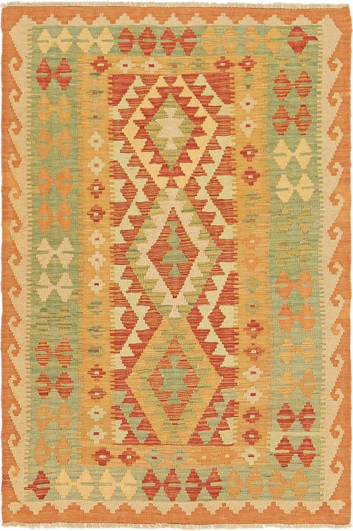 3' 2 x 5' Hand Woven Kilim Waziri Wool Rug