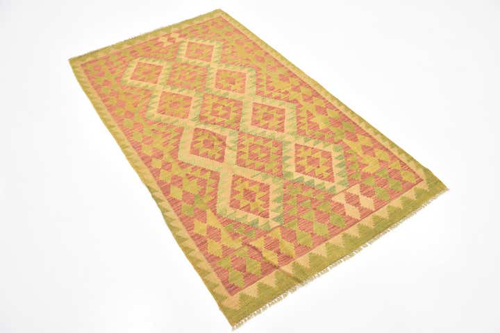3' x 5' 2 Hand Woven Kilim Waziri Wool Rug