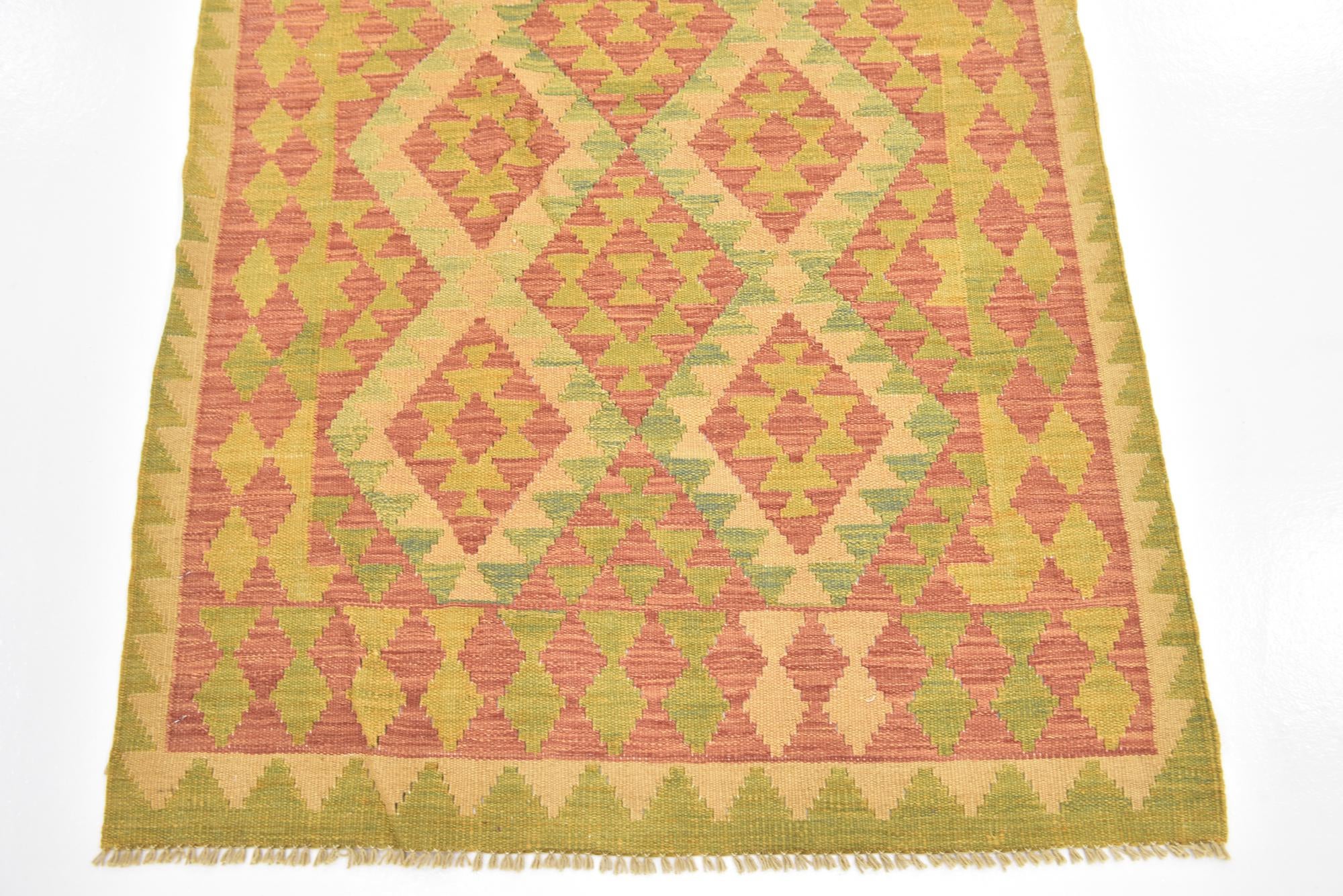 3' x 5' 2 Hand Woven Kilim Waziri Wool Rug