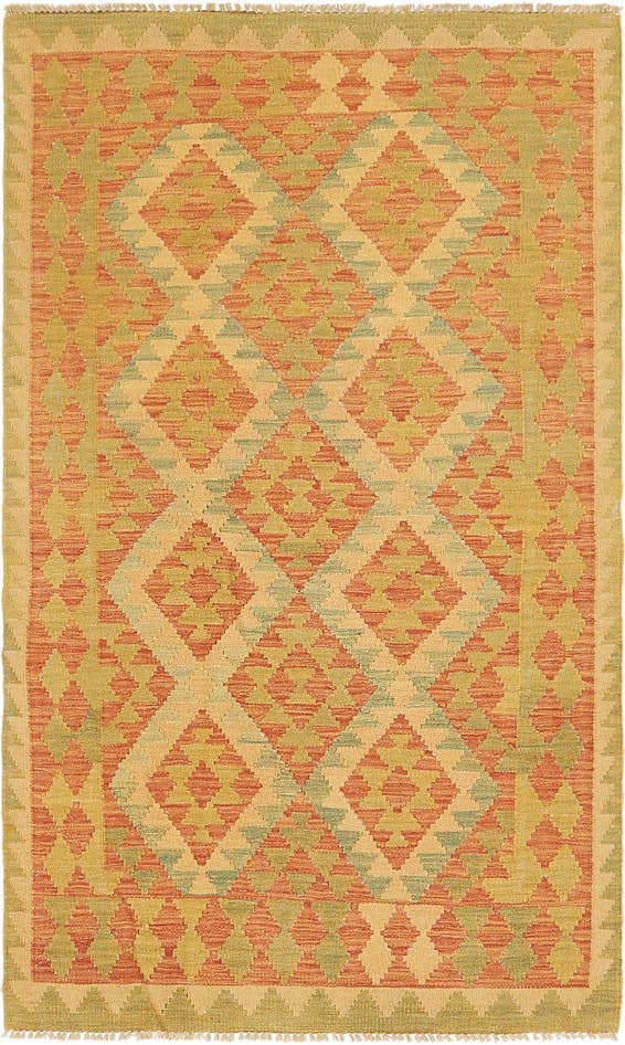 Detail image of 3' x 5' 2 Hand Woven Kilim Waziri Wool Rug