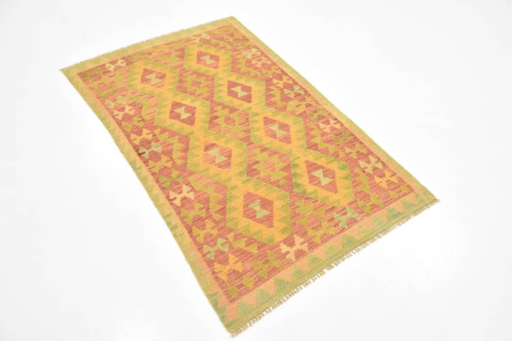 Detail image of 3' x 5' 2 Hand Woven Kilim Waziri Wool Rug