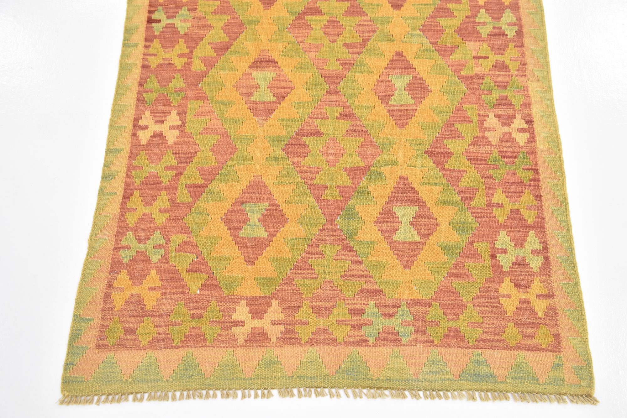 3' x 5' 2 Hand Woven Kilim Waziri Wool Rug