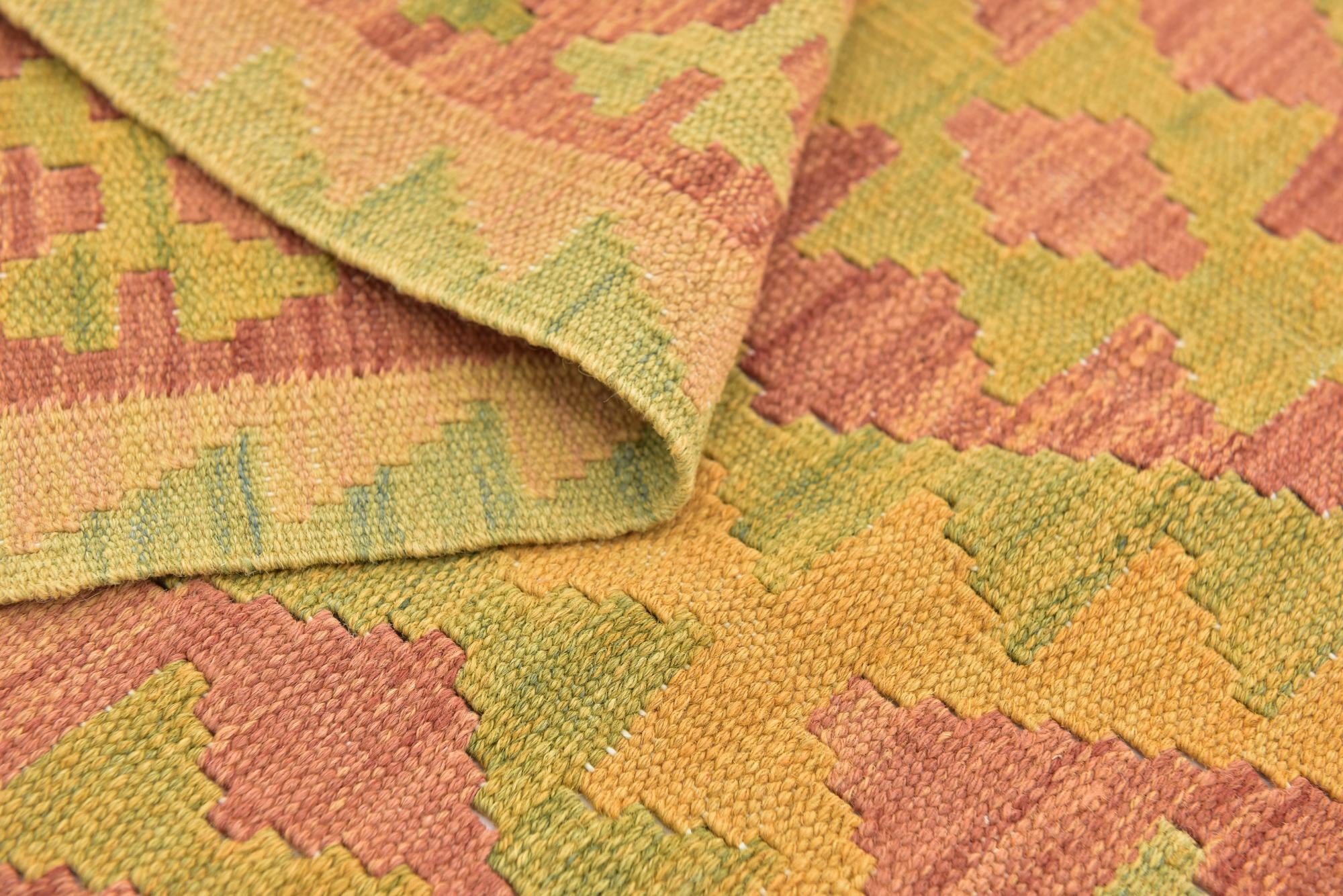 3' x 5' 2 Hand Woven Kilim Waziri Wool Rug