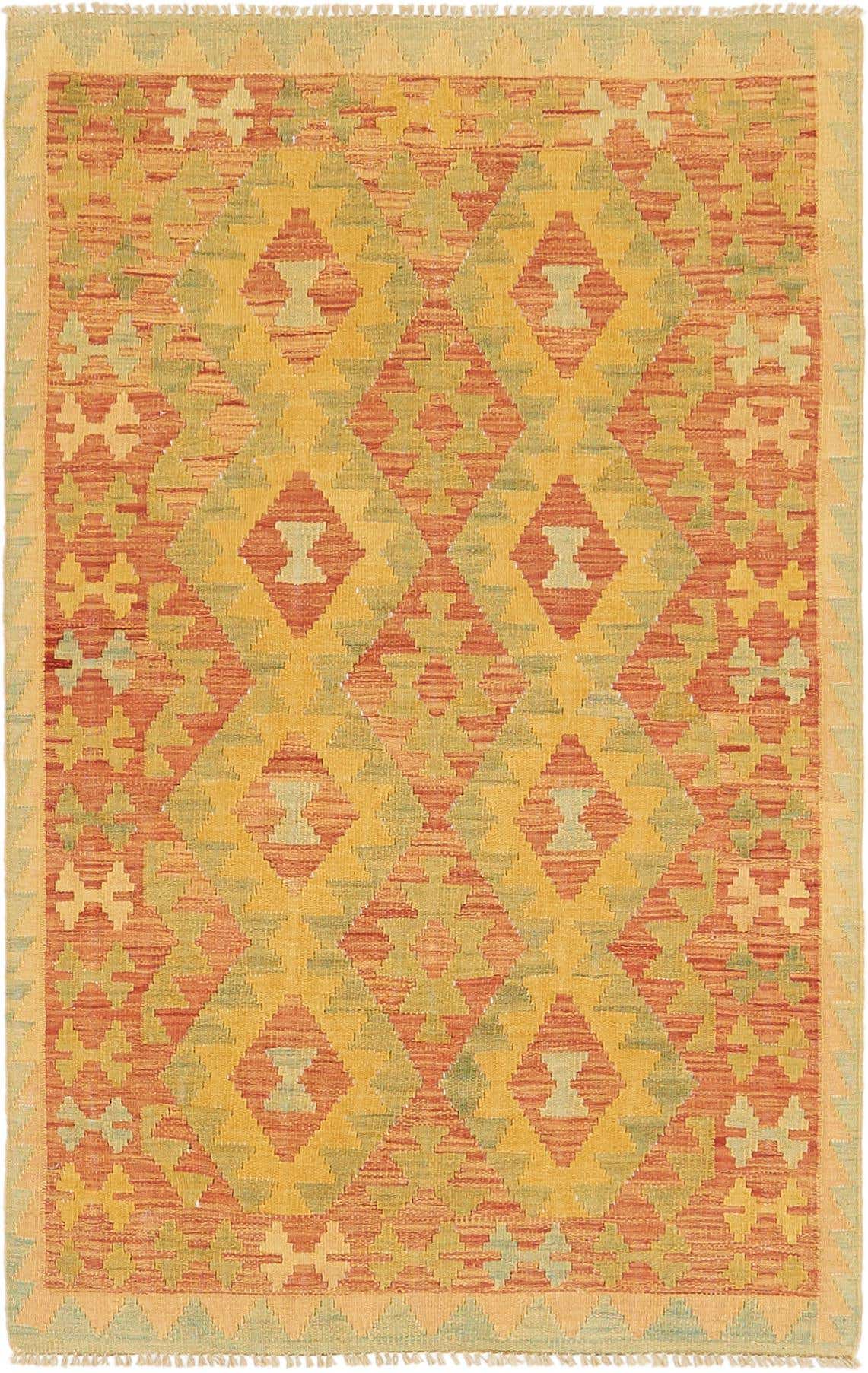3' x 5' 2 Hand Woven Kilim Waziri Wool Rug