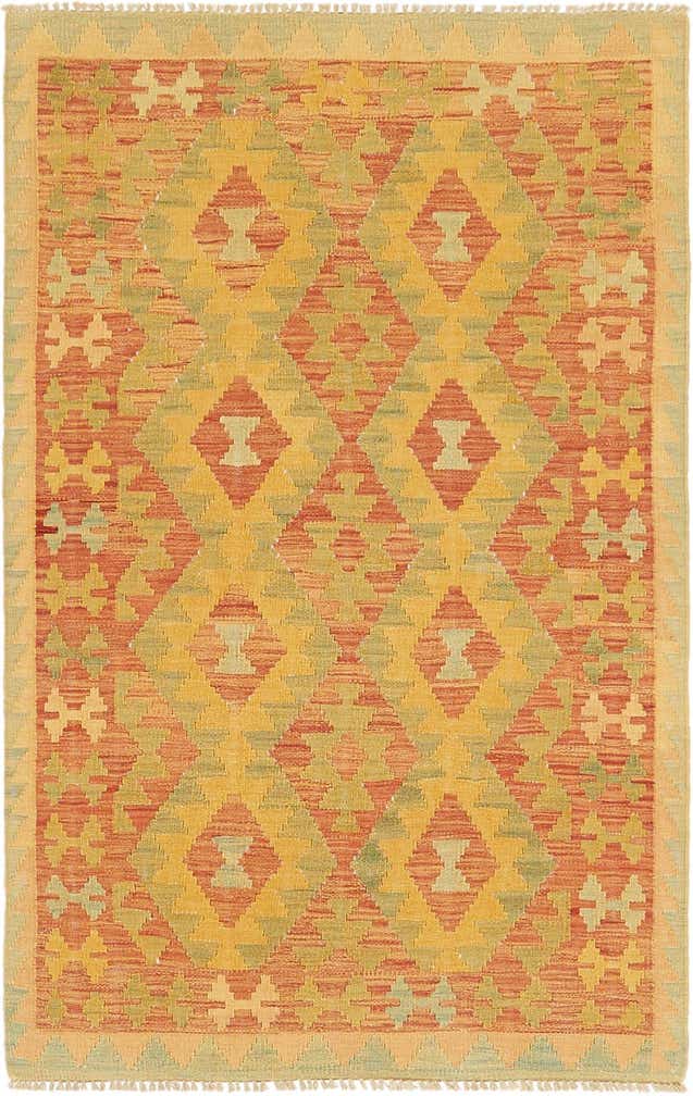 3' x 5' 2 Hand Woven Kilim Waziri Wool Rug