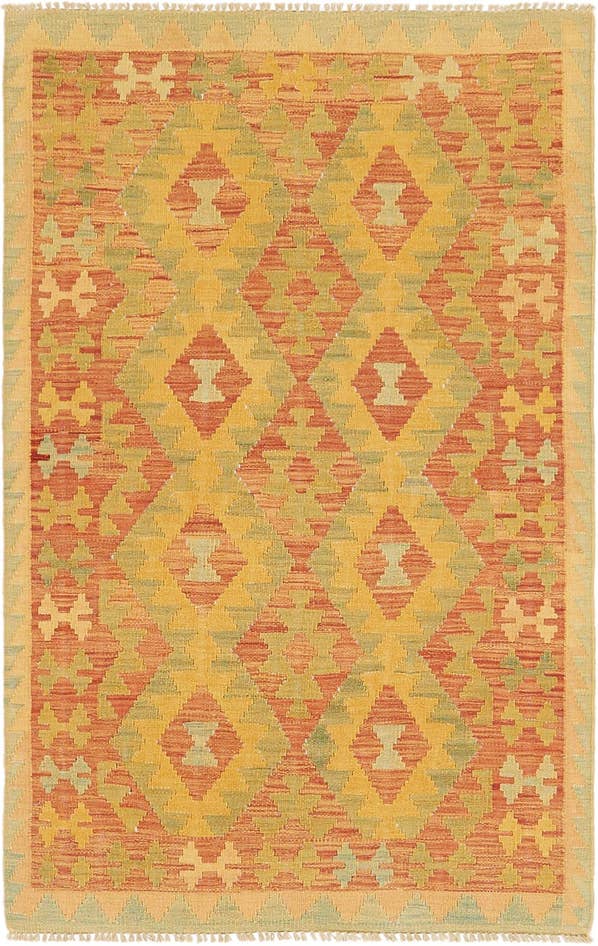 Detail image of 3' x 5' 2 Hand Woven Kilim Waziri Wool Rug