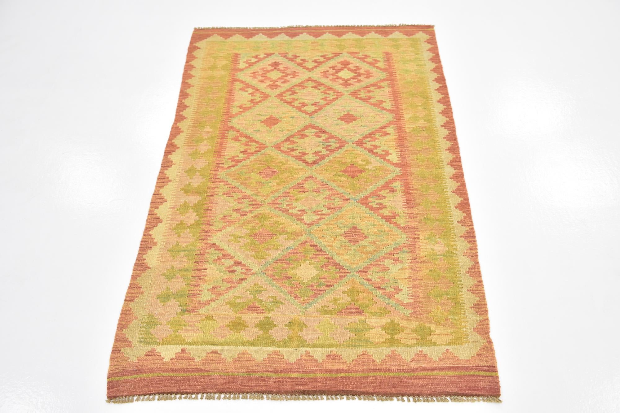 3' 2 x 5' Hand Woven Kilim Waziri Wool Rug
