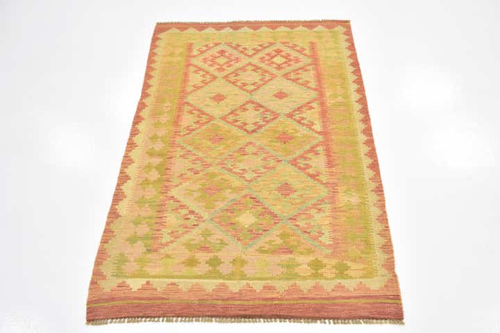 3' 2 x 5' Hand Woven Kilim Waziri Wool Rug