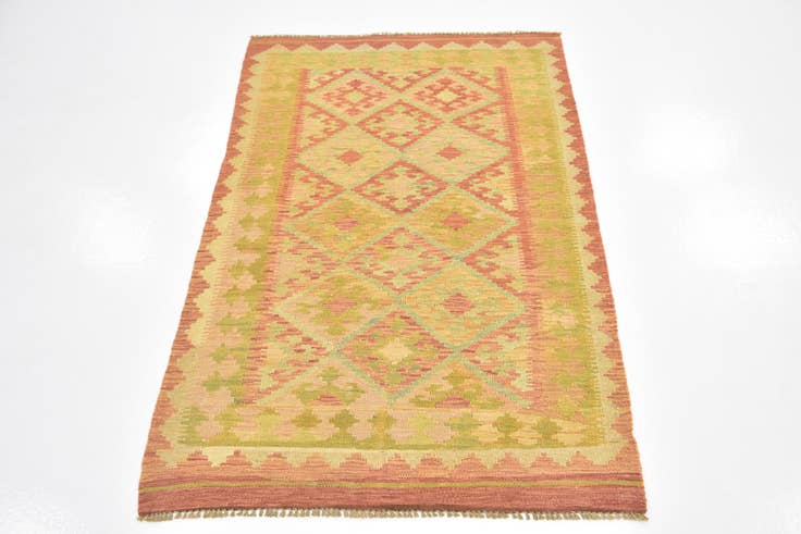Detail image of 3' 2 x 5' Hand Woven Kilim Waziri Wool Rug