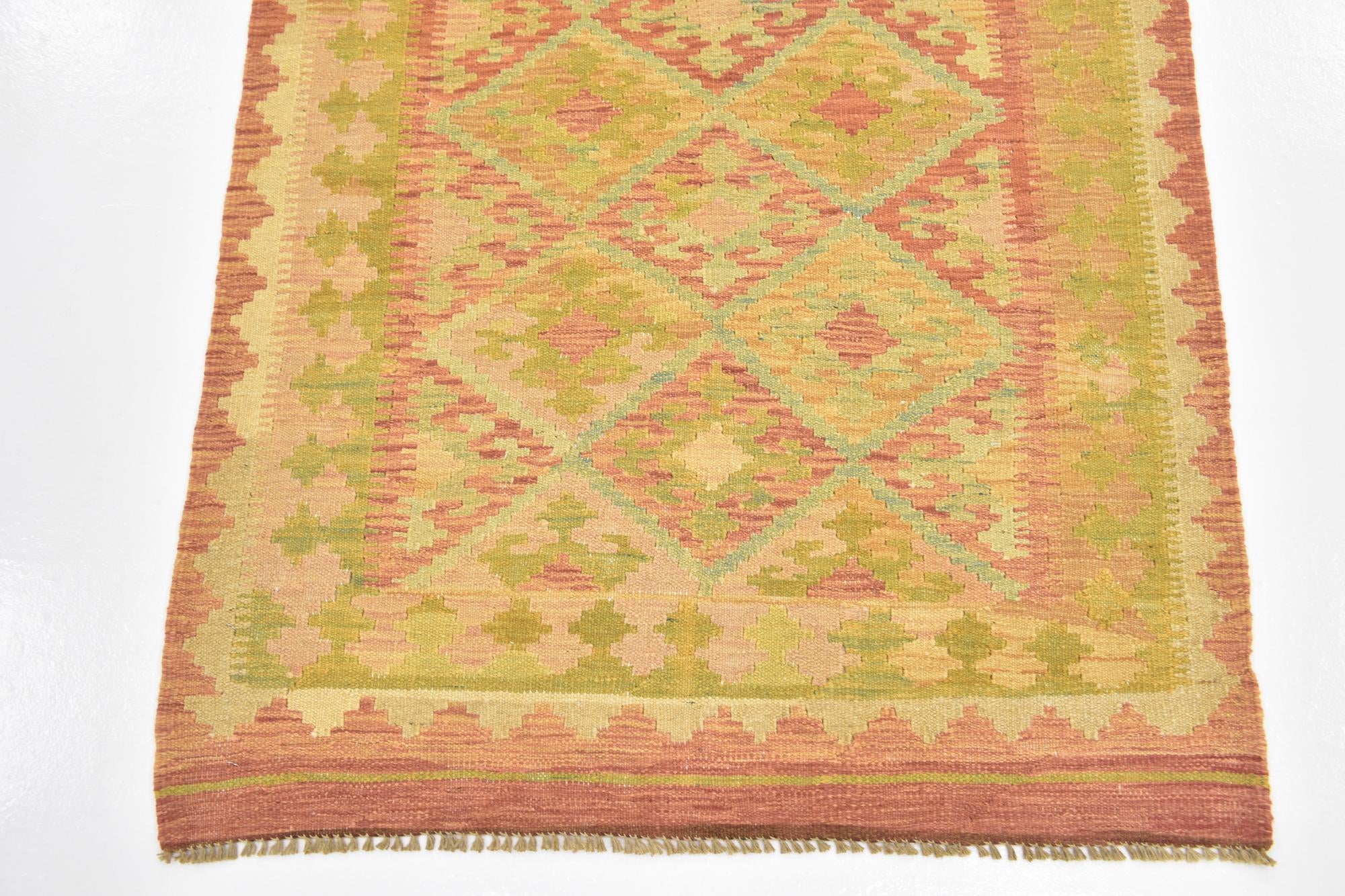 3' 2 x 5' Hand Woven Kilim Waziri Wool Rug