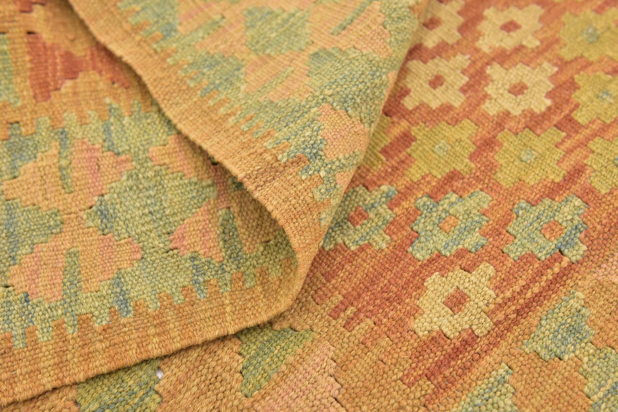 3' x 4' 4 Hand Woven Kilim Waziri Wool Rug