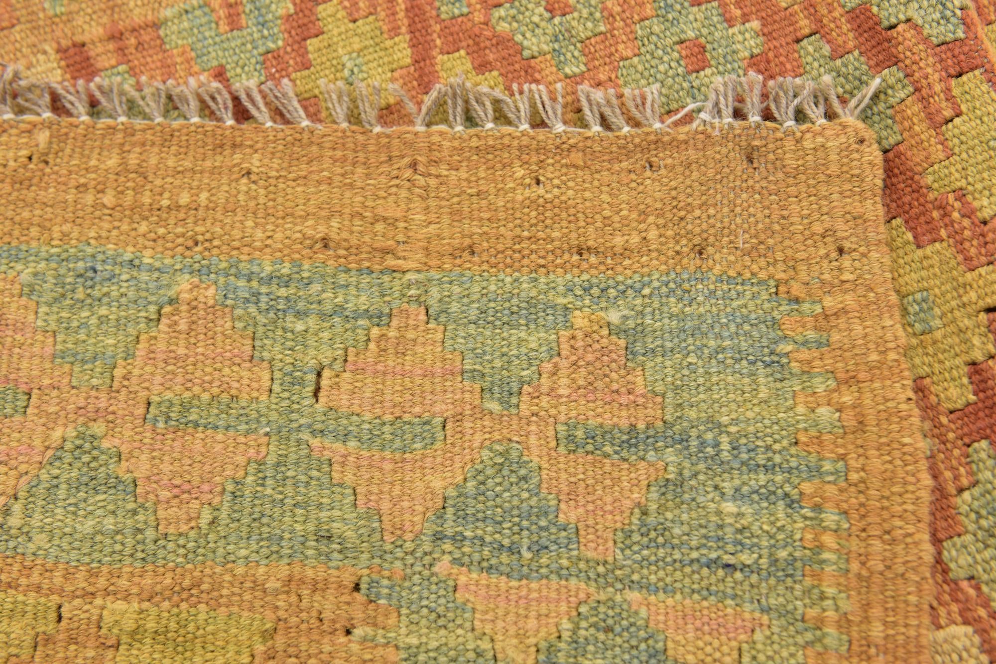 3' x 4' 4 Hand Woven Kilim Waziri Wool Rug