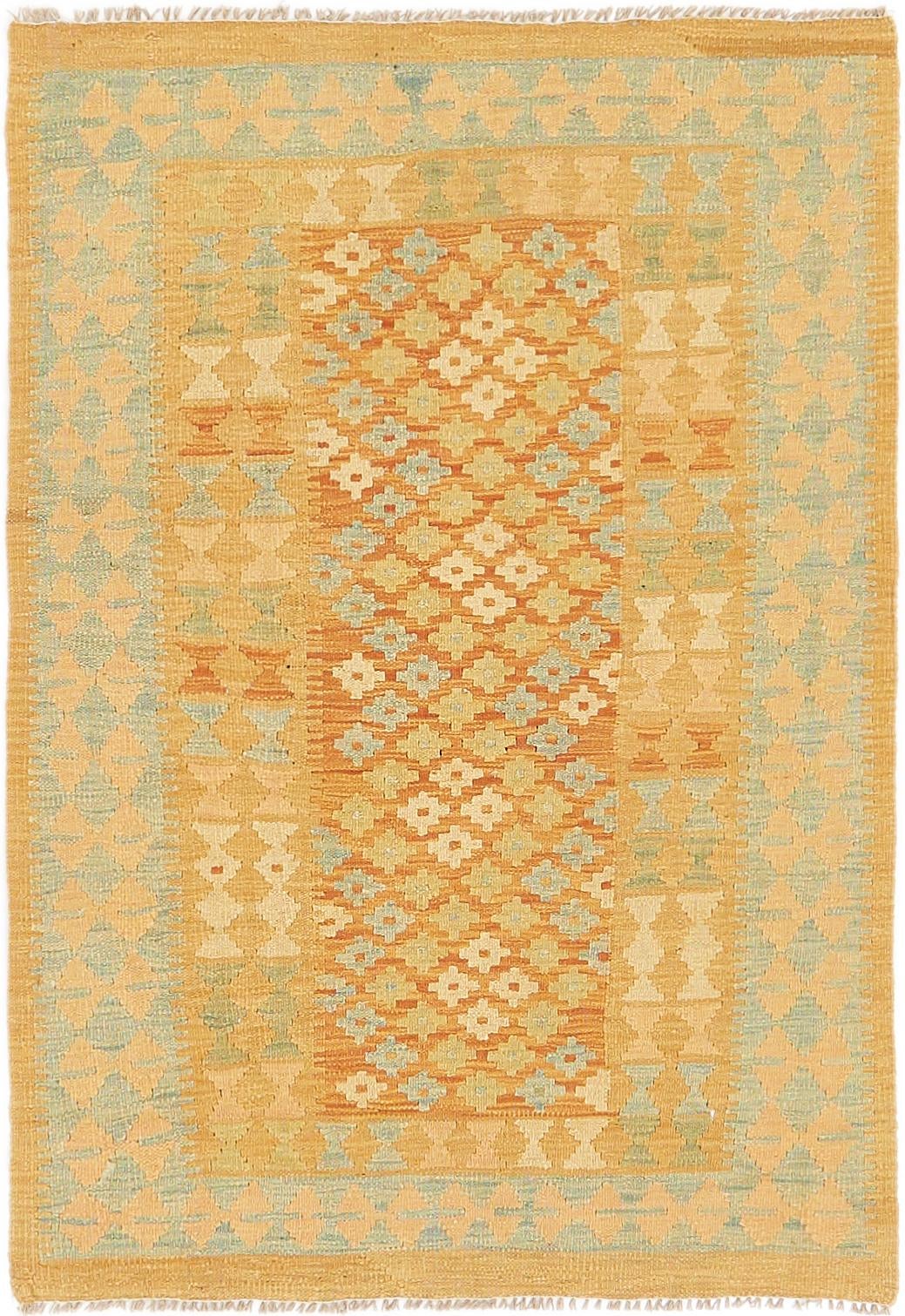 3' x 4' 4 Hand Woven Kilim Waziri Wool Rug