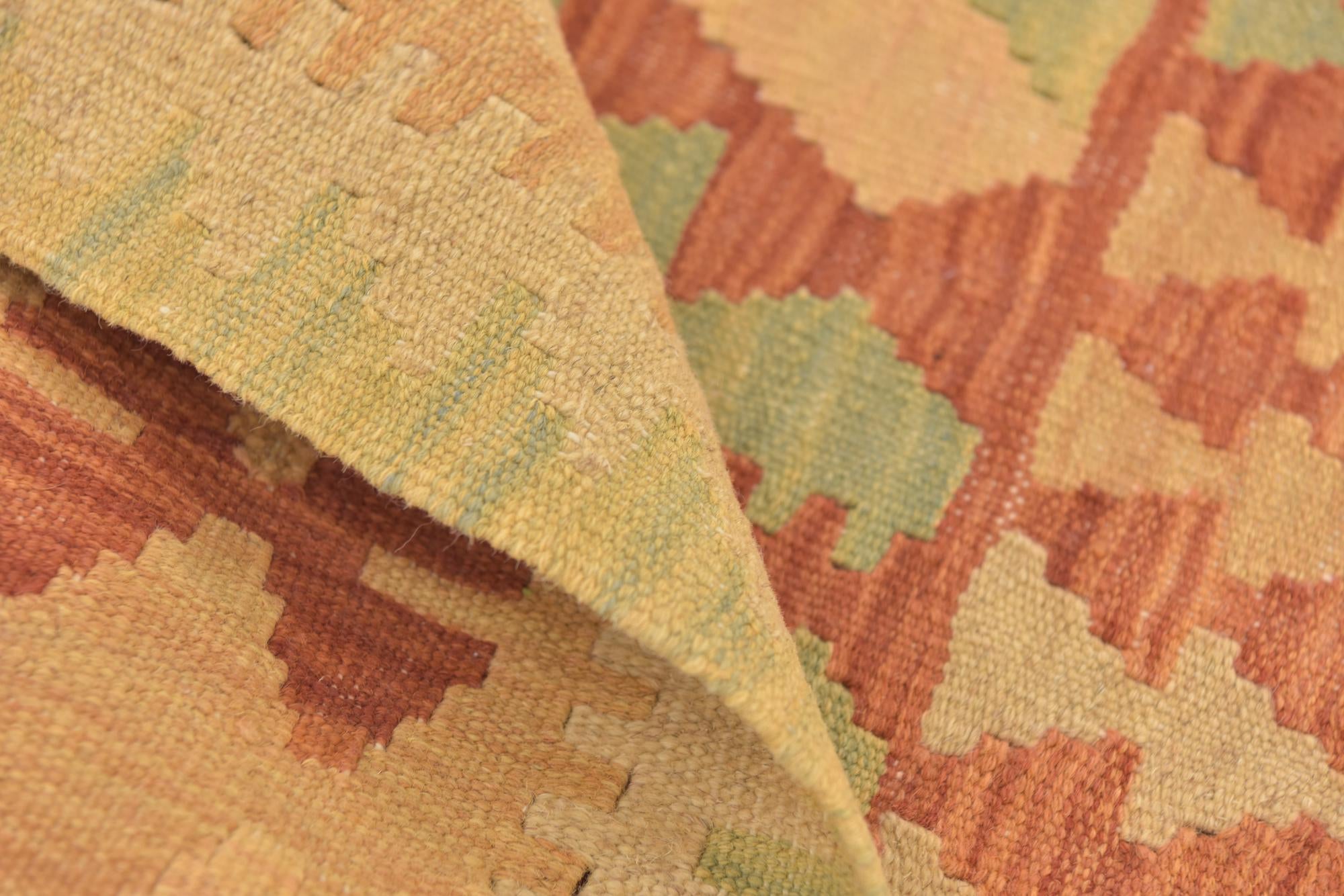 3' 4 x 4' 9 Hand Woven Kilim Waziri Wool Rug