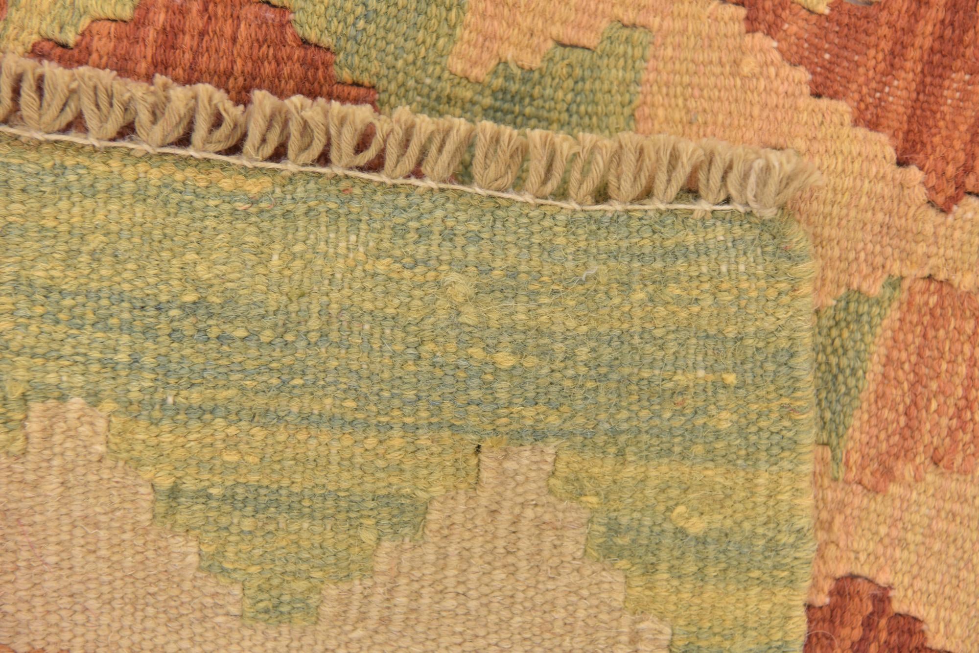 3' 4 x 4' 9 Hand Woven Kilim Waziri Wool Rug