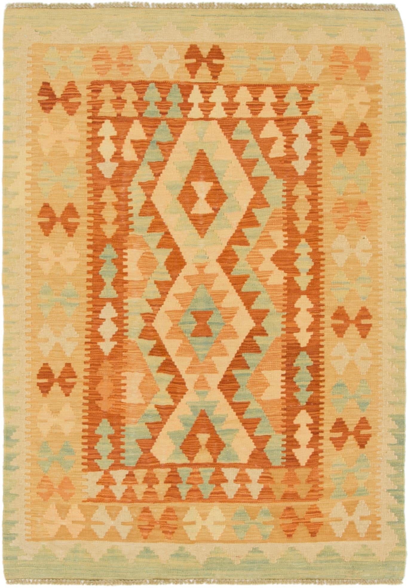 3' 4 x 4' 9 Hand Woven Kilim Waziri Wool Rug