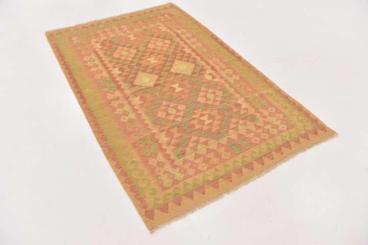 3' 4 x 5' Hand Woven Kilim Waziri Wool Rug