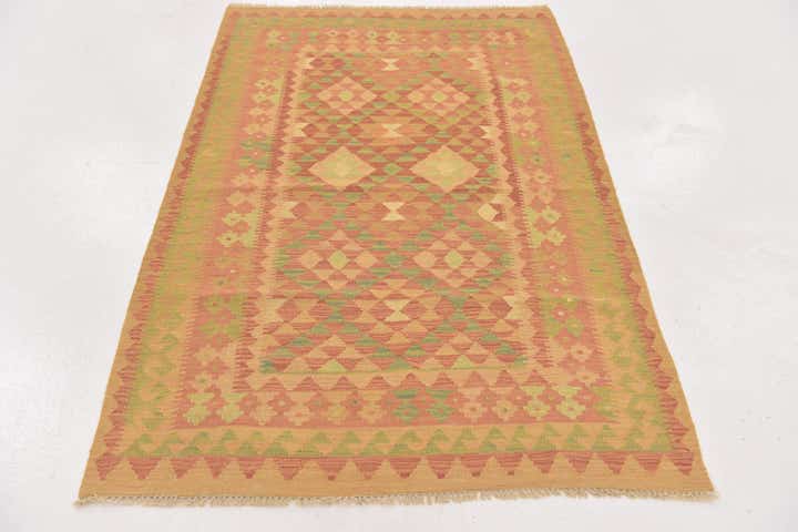 3' 4 x 5' Hand Woven Kilim Waziri Wool Rug