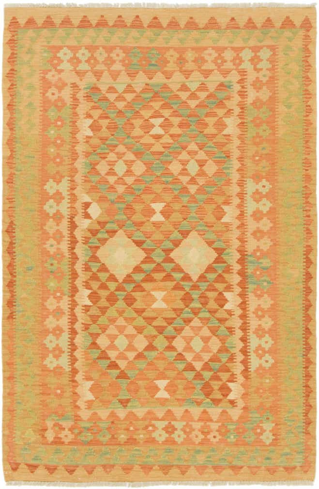 3' 4 x 5' Hand Woven Kilim Waziri Wool Rug