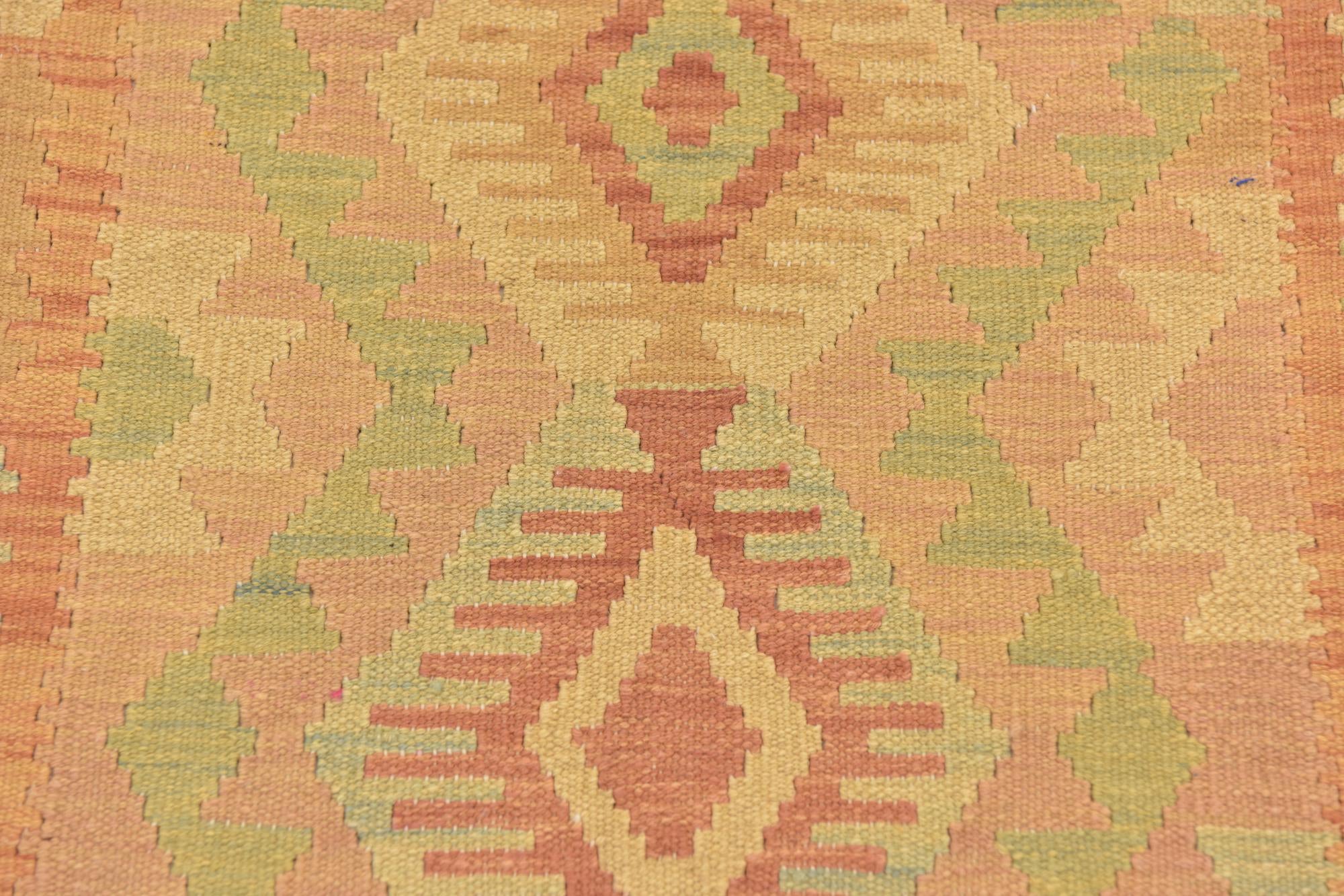 3' 4 x 5' 2 Hand Woven Kilim Waziri Wool Rug