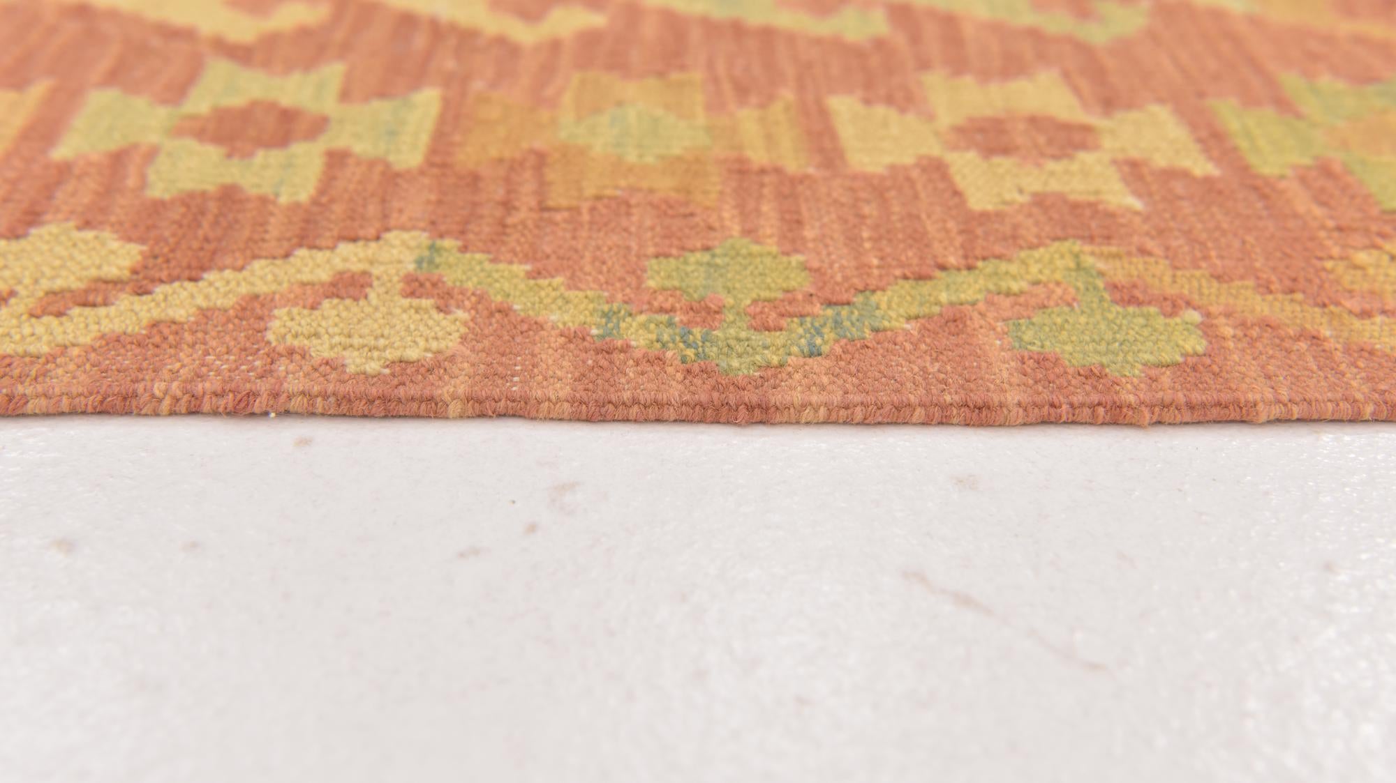 3' 4 x 5' 2 Hand Woven Kilim Waziri Wool Rug