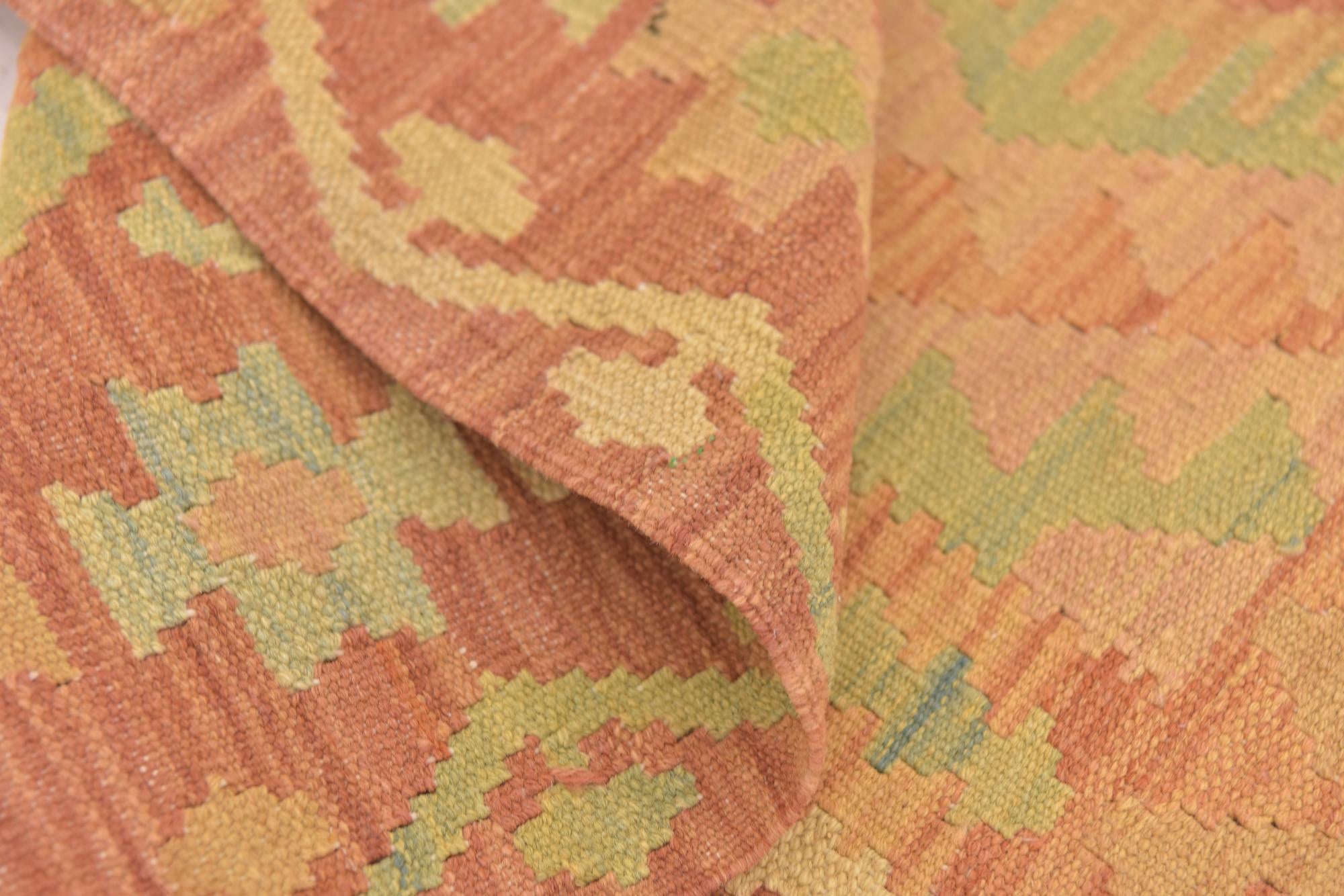 3' 4 x 5' 2 Hand Woven Kilim Waziri Wool Rug