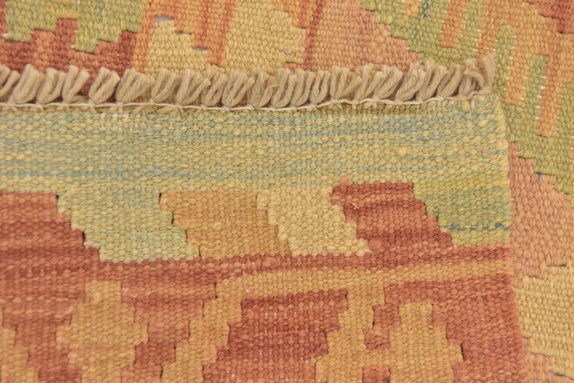3' 4 x 5' 2 Hand Woven Kilim Waziri Wool Rug