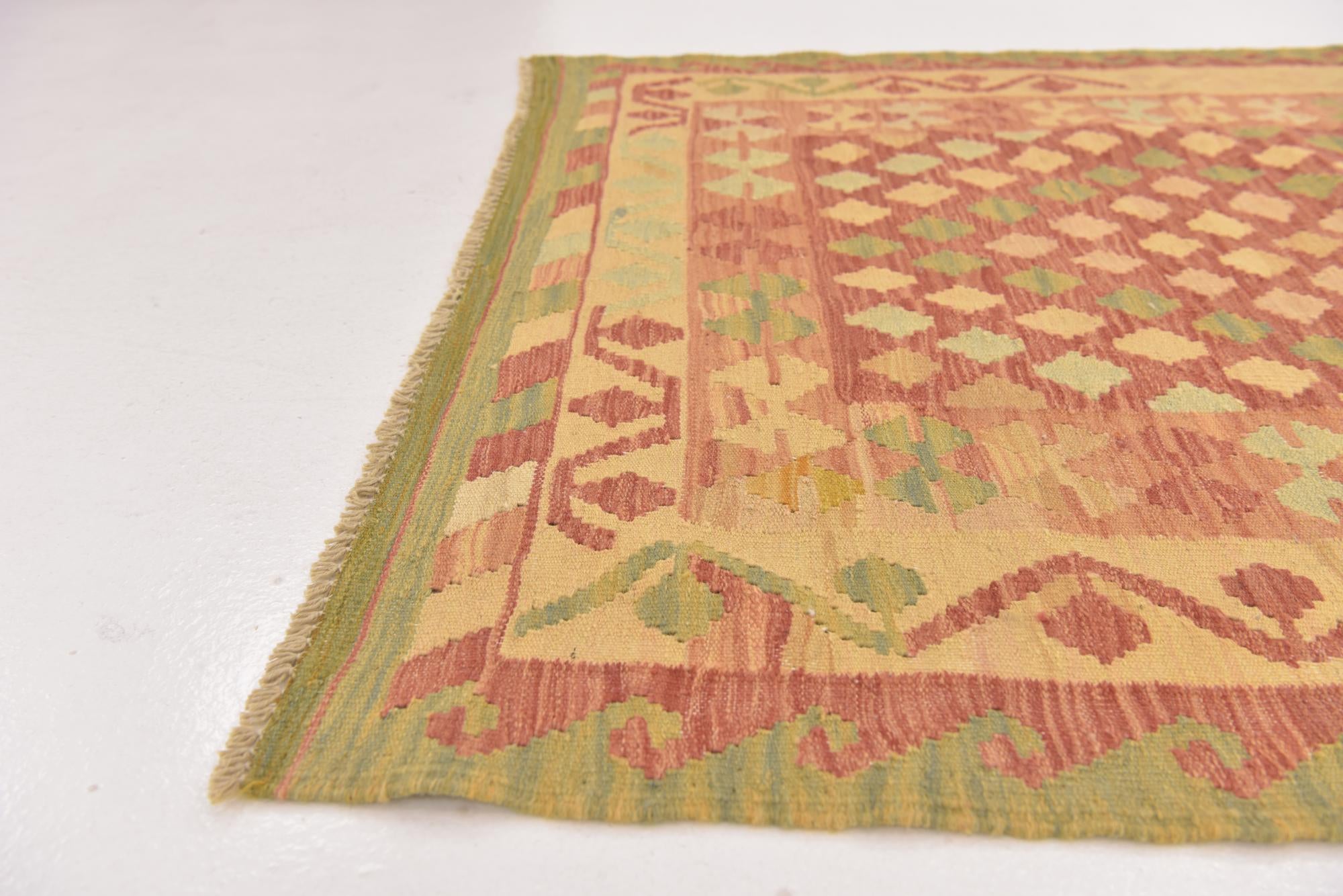 100cm x 155cm Tejido a mano Kilim Waziri Alfombra Lana