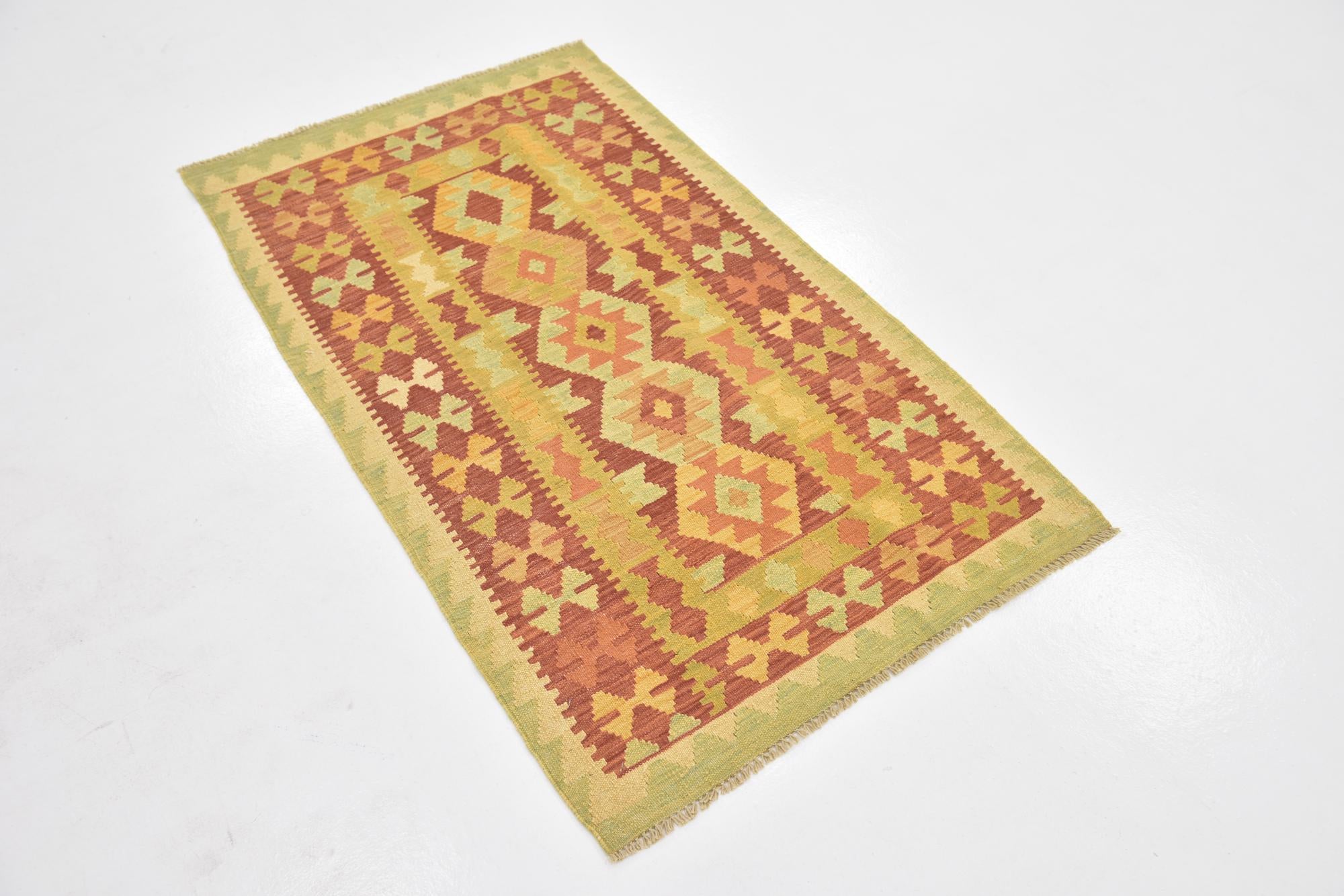 2' 8 x 4' 9 Hand Woven Kilim Waziri Wool Rug