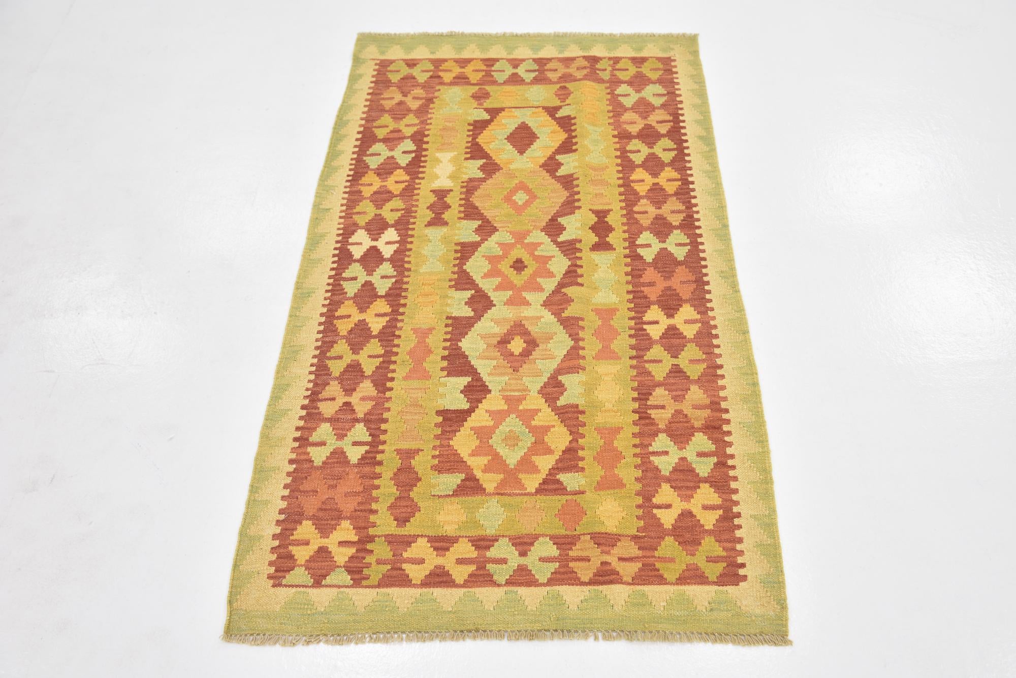 2' 8 x 4' 9 Hand Woven Kilim Waziri Wool Rug