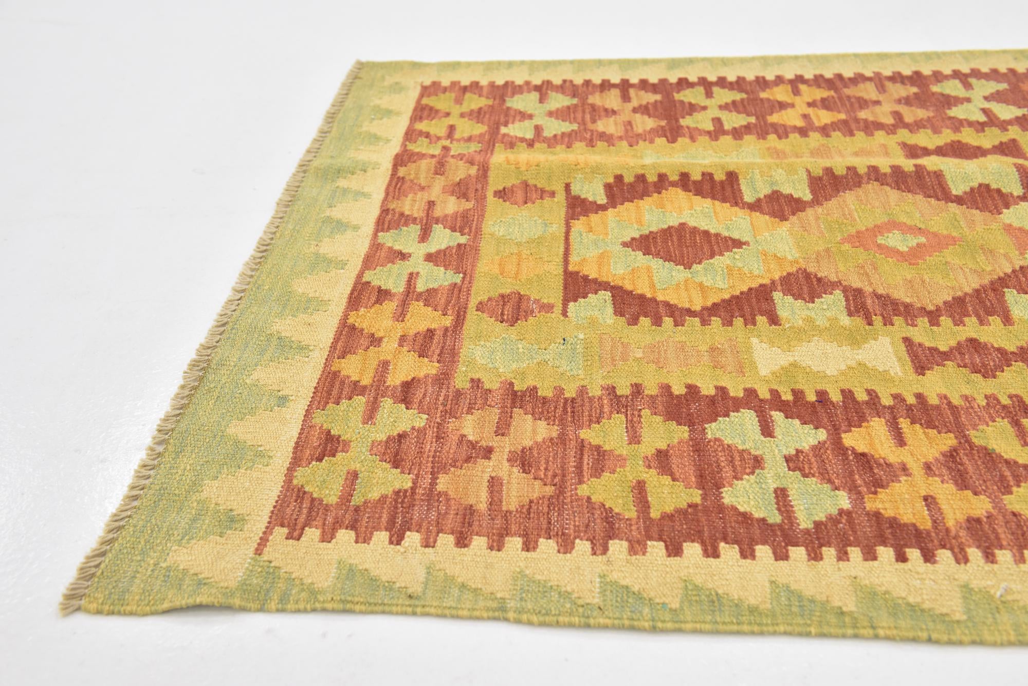 2' 8 x 4' 9 Hand Woven Kilim Waziri Wool Rug