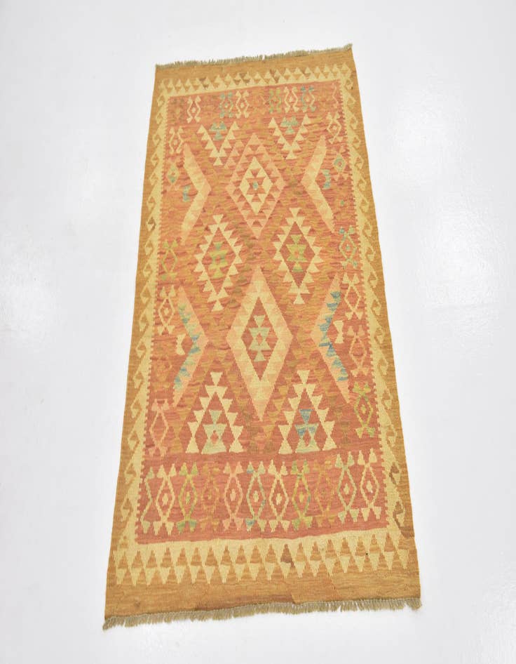 Detail image of 2' 9 x 4'  Hand Woven Kilim Waziri Wool Rug