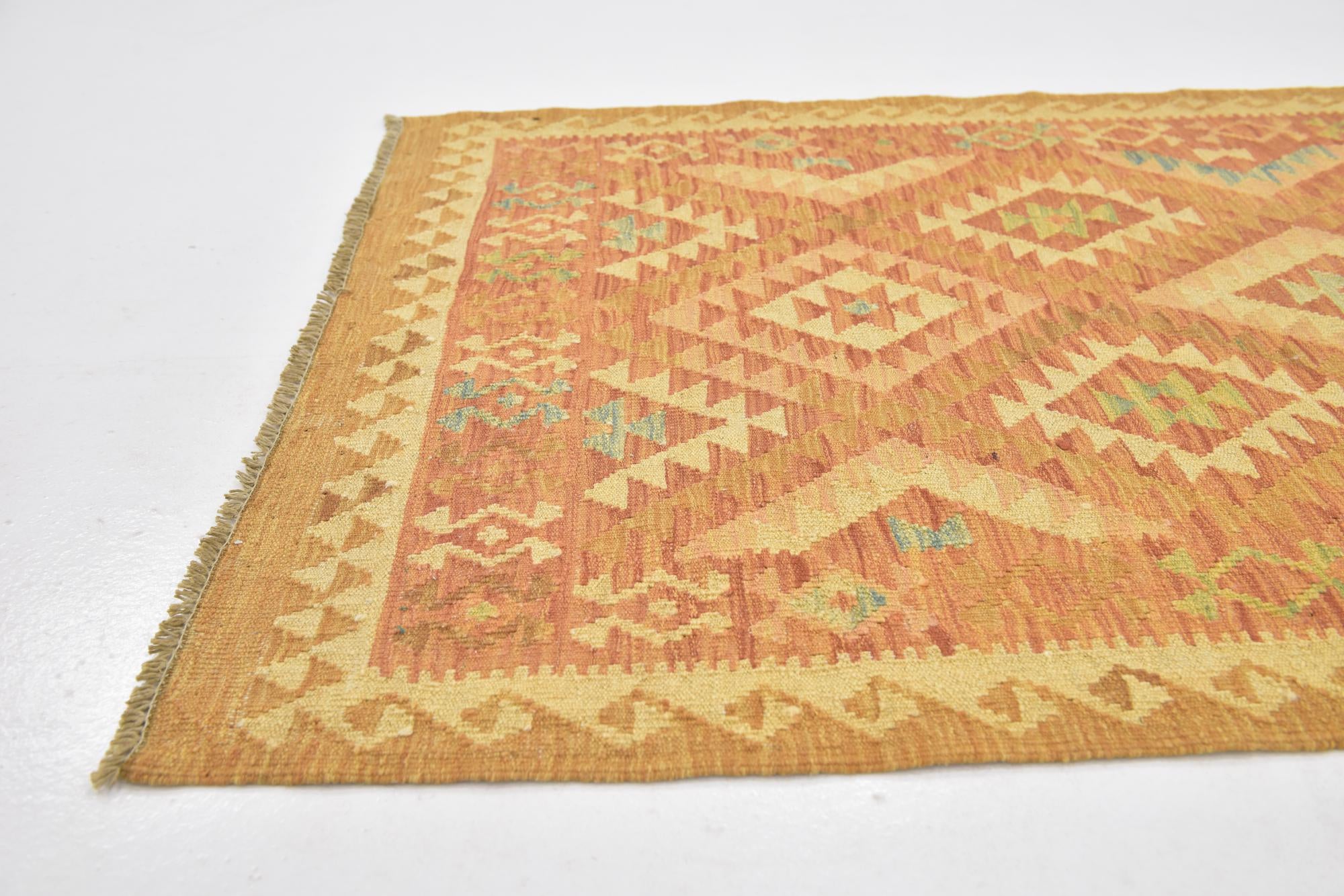 2' 9 x 4' Hand Woven Kilim Waziri Wool Rug
