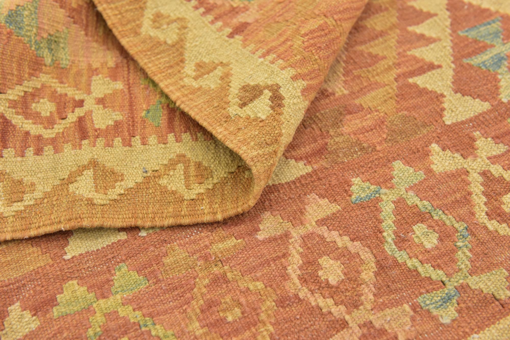 2' 9 x 4' Hand Woven Kilim Waziri Wool Rug