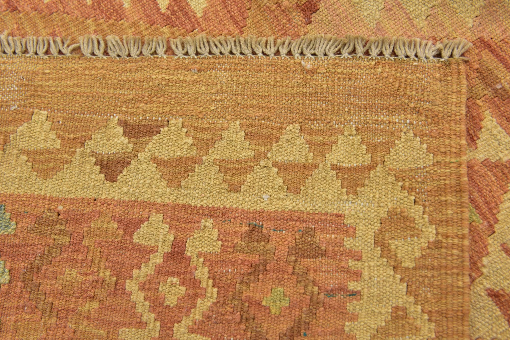 2' 9 x 4' Hand Woven Kilim Waziri Wool Rug