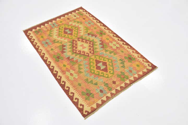 2' 10 x 4' 3 Hand Woven Kilim Waziri Wool Rug