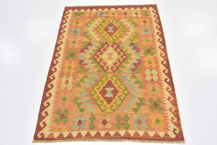 2' 10 x 4' 3 Hand Woven Kilim Waziri Wool Rug