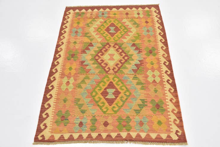 Detail image of 2' 10 x 4' 3 Hand Woven Kilim Waziri Wool Rug