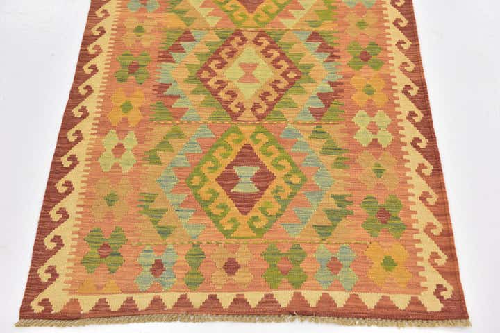 2' 10 x 4' 3 Hand Woven Kilim Waziri Wool Rug